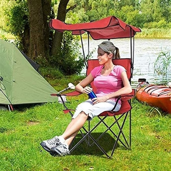 Foldable Outdoor Chair with Sun Canopy