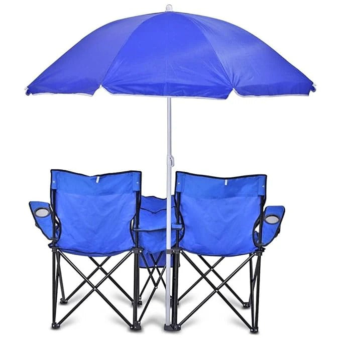 Portable Double Folding Beach Chair with Umbrella ©